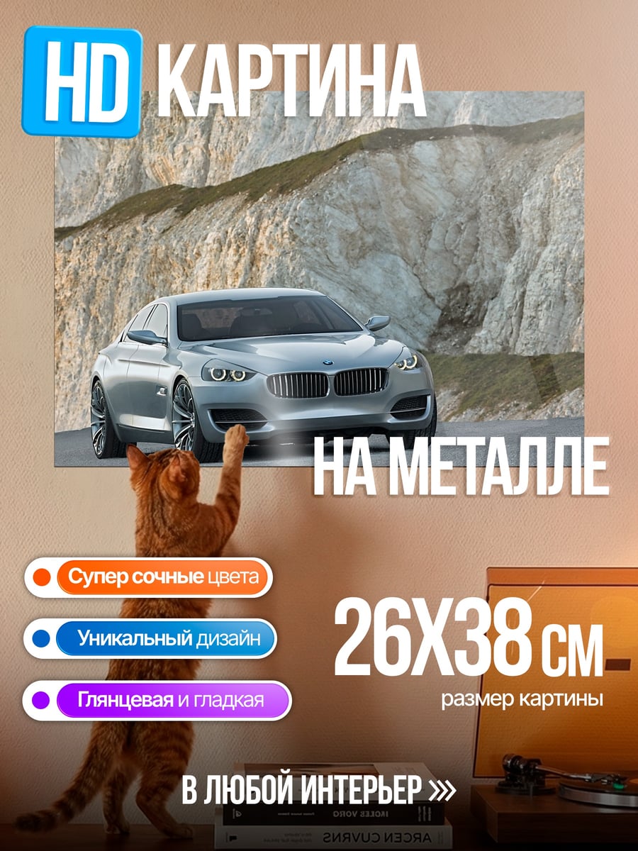 Картина на металле Серебристый концепт-кар