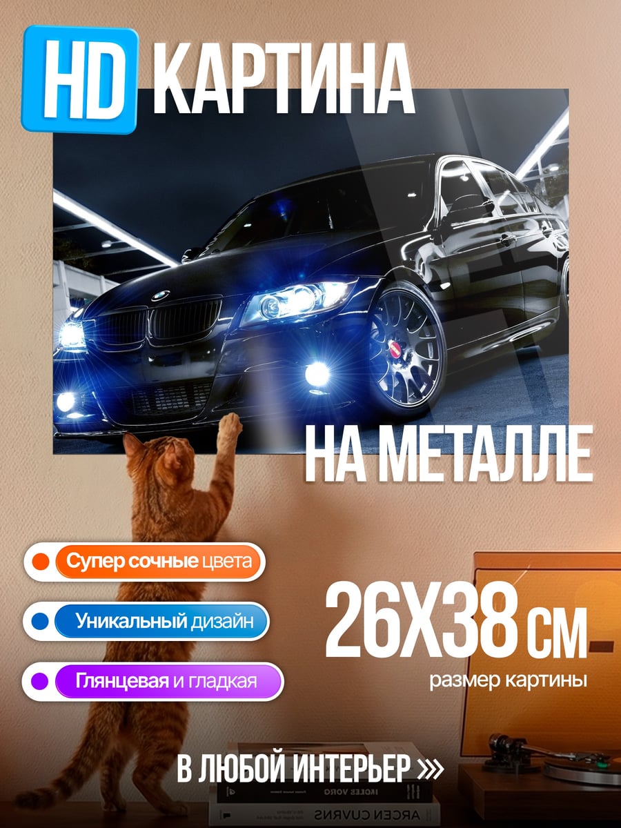 Картина на металле Черный BMW