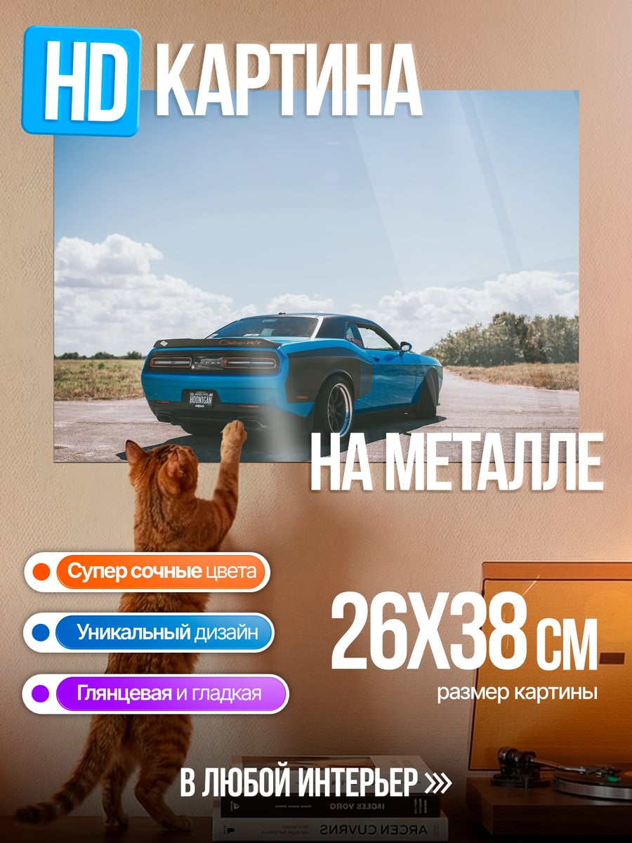 Картина на металле Синий маслкар
