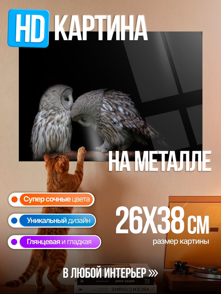 Картина на металле Две совы