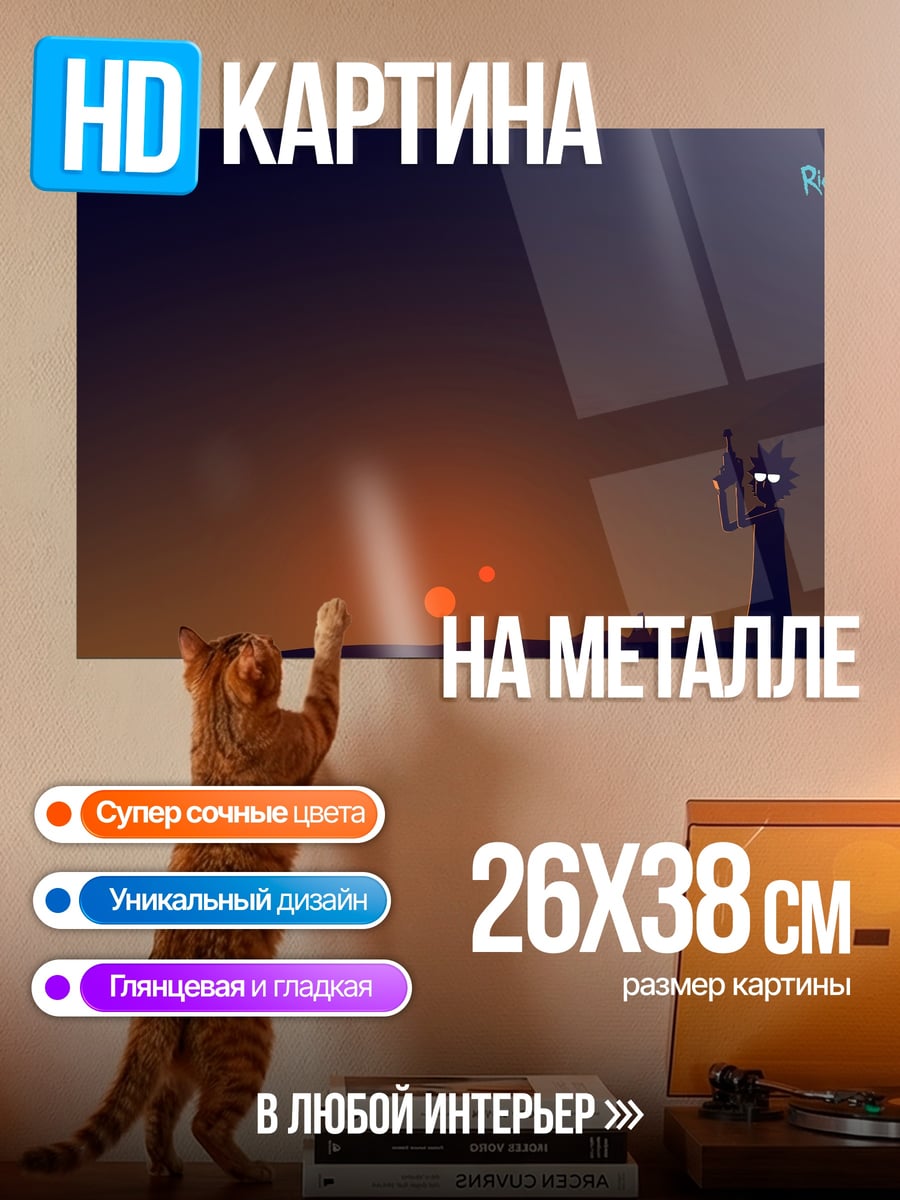 Картина на металле Рик и Морти закат
