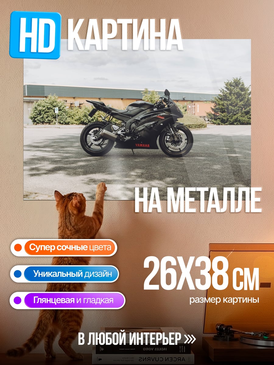 Картина на металле Спортивный мотоцикл