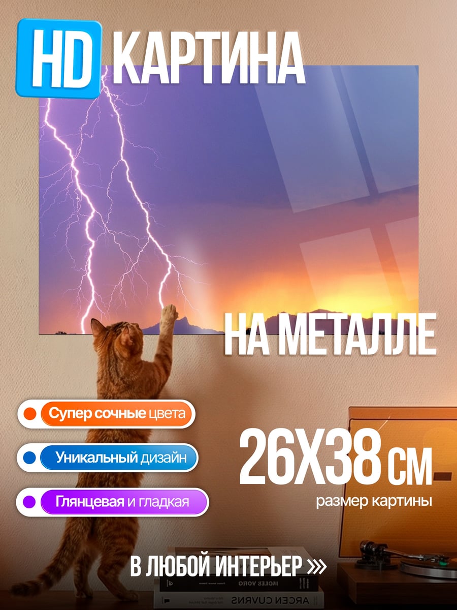 Картина на металле Гроза на закате
