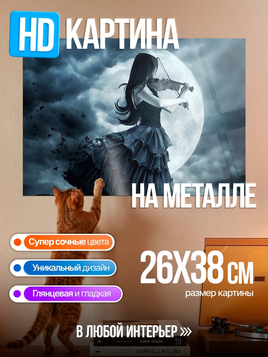 Картина на металле Девушка с скрипкой