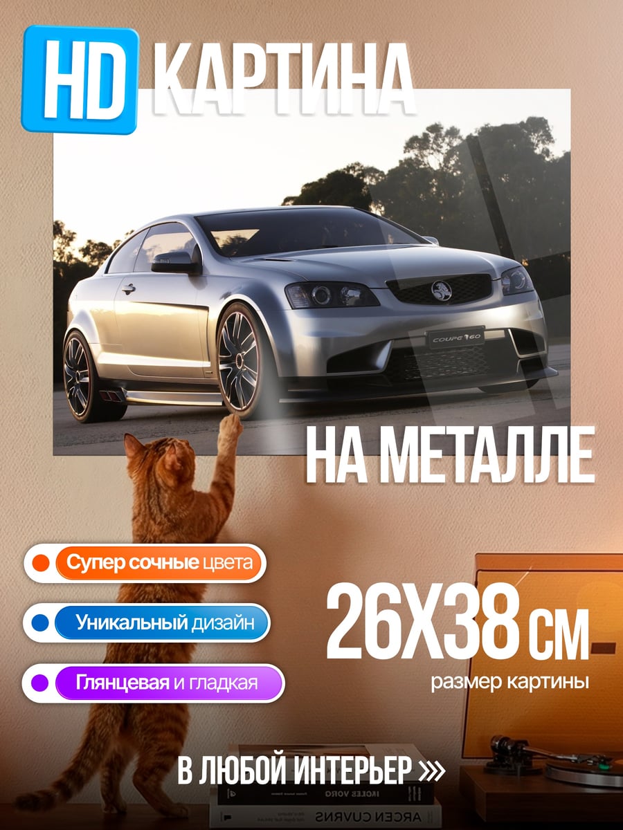Картина на металле серебристый спорткар