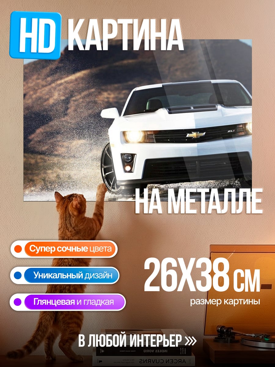 Картина на металле Белый Камаро
