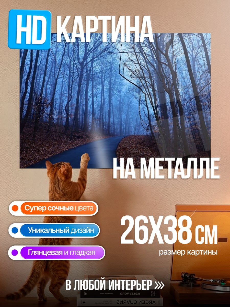 Картина на металле Туманный лес