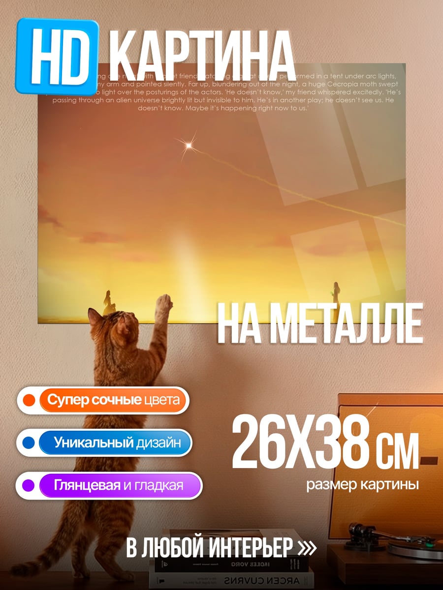 Картина на металле две фигуры закат