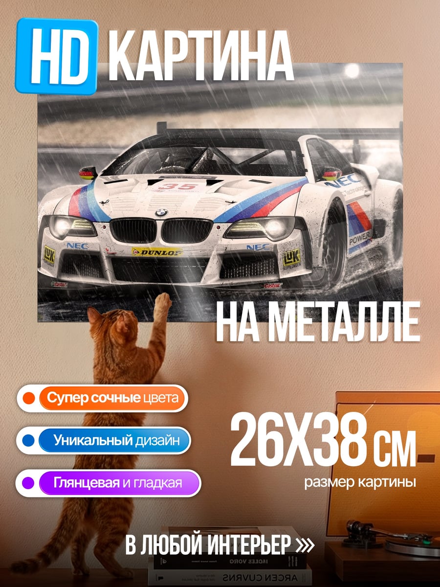 Картина на металле Гоночный автомобиль BMW