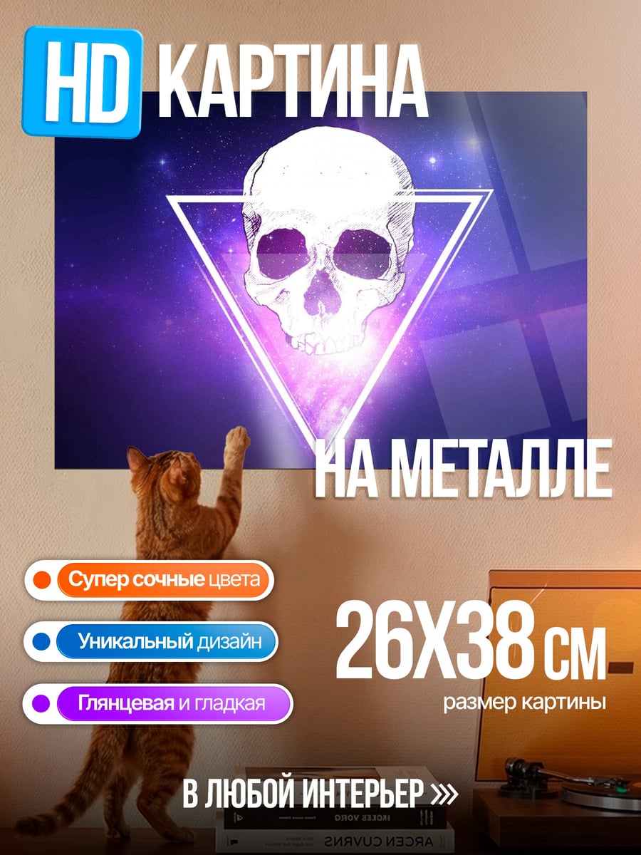 Картина на металле Череп в треугольнике