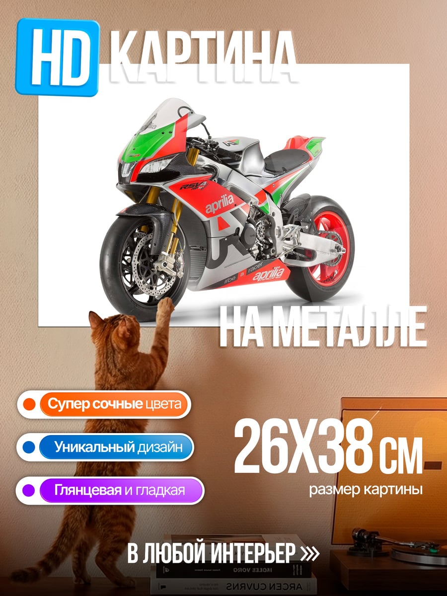 Картина на металле Гоночный мотоцикл Aprilia