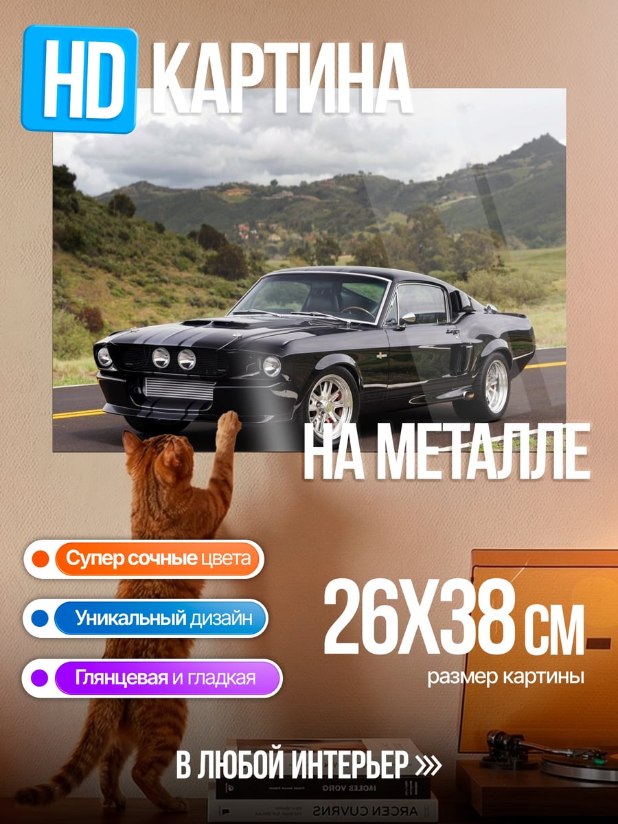 Картина на металле Черный мустанг