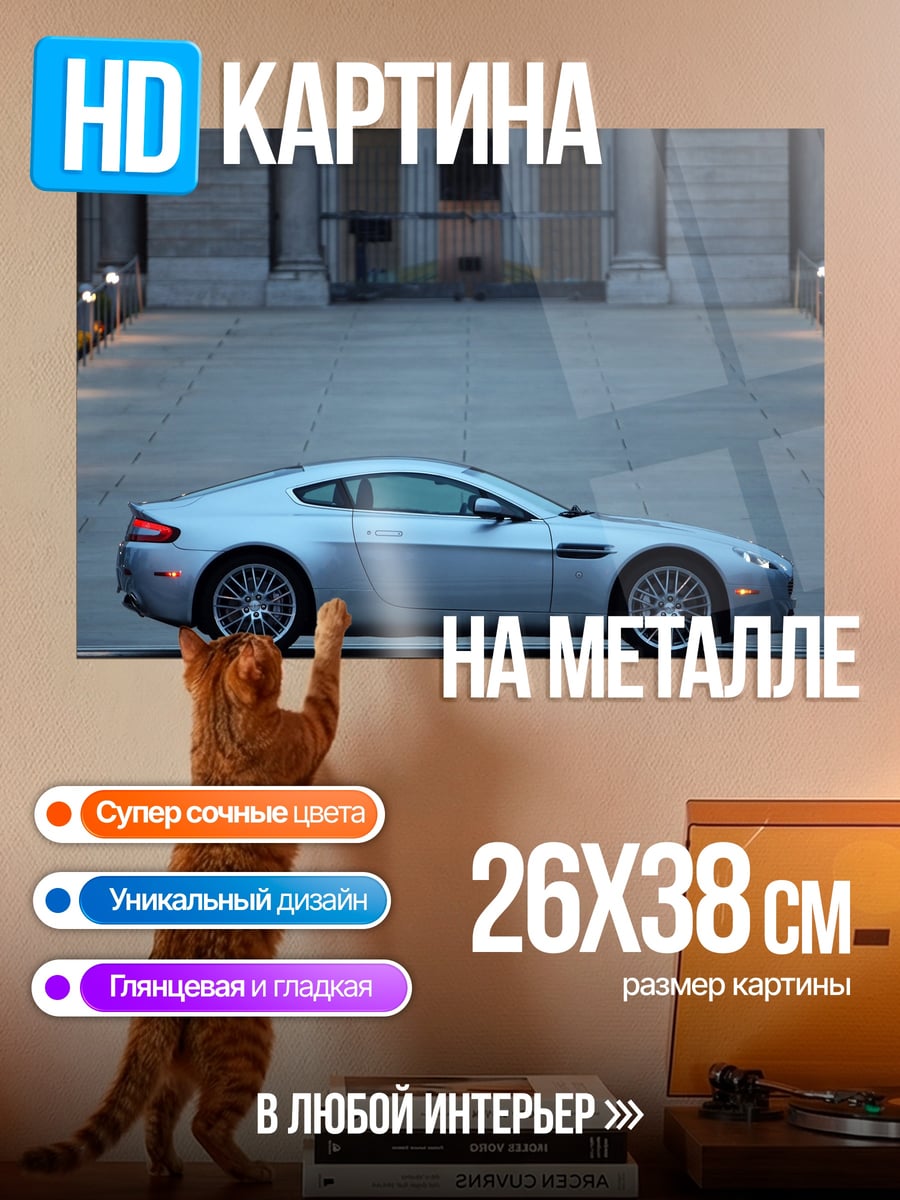 Картина на металле Серебряный спорткар