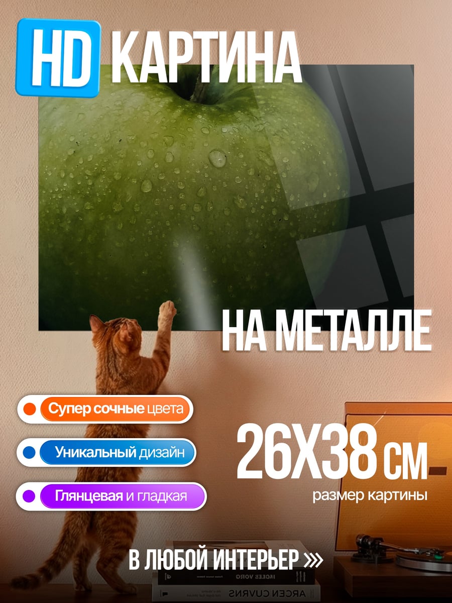 Картина на металле Зеленое яблоко