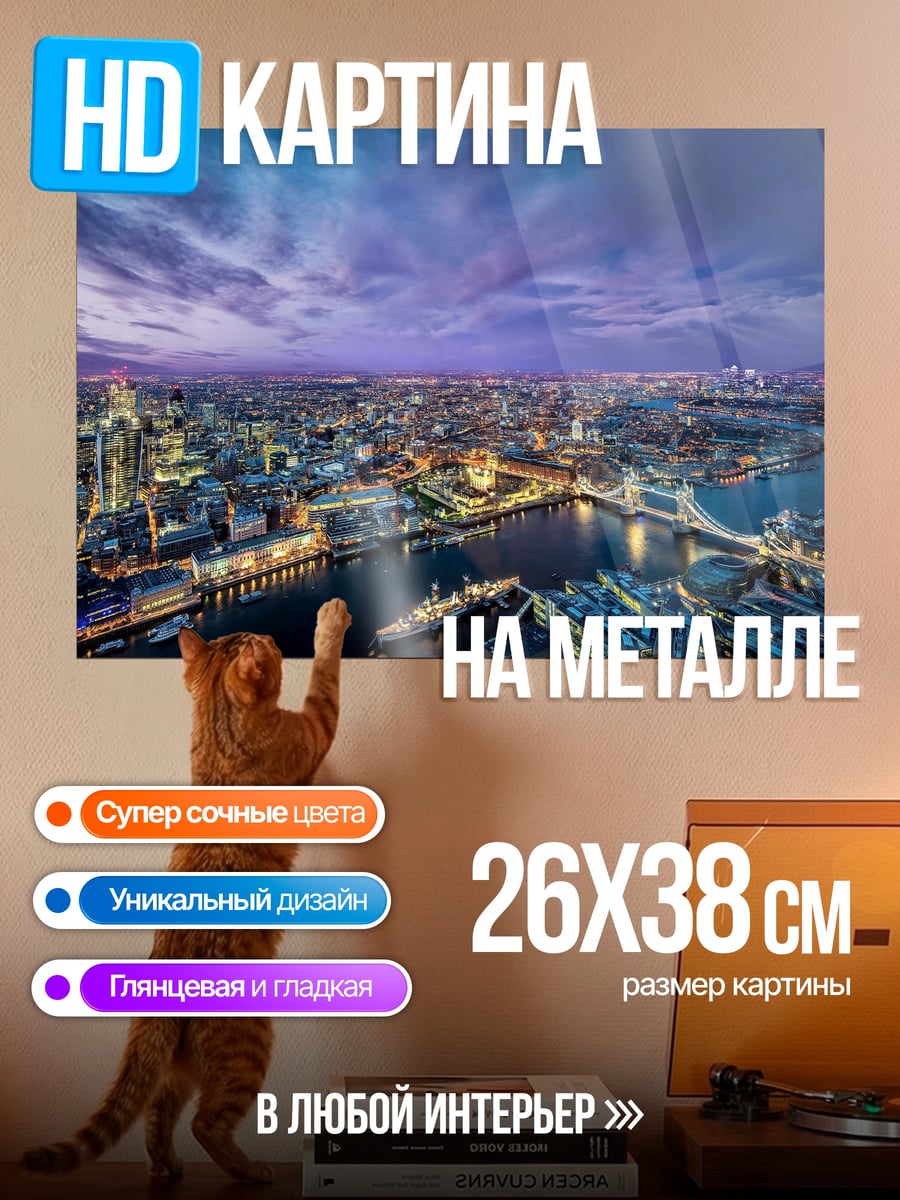 Картина на металле Лондон ночной вид