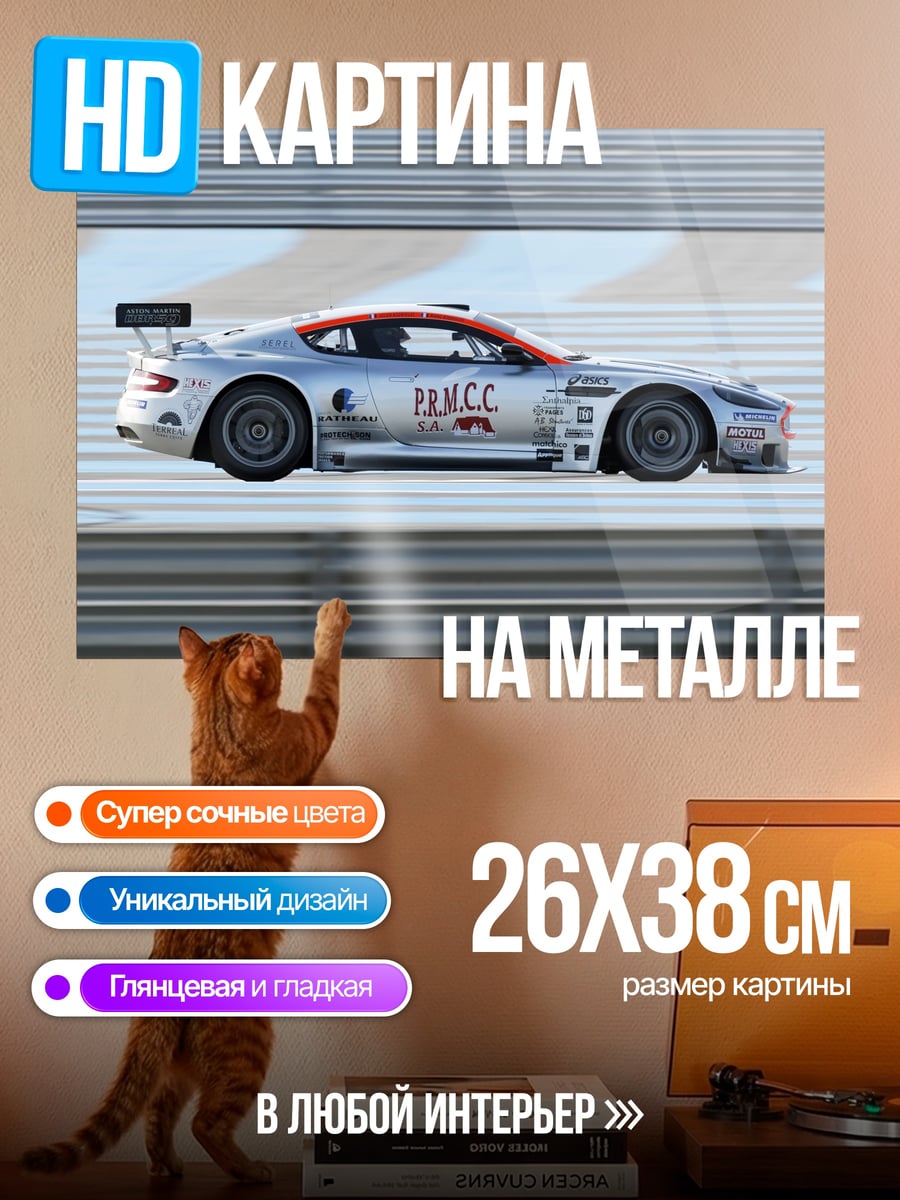 Картина на металле Гоночный автомобиль Aston Martin