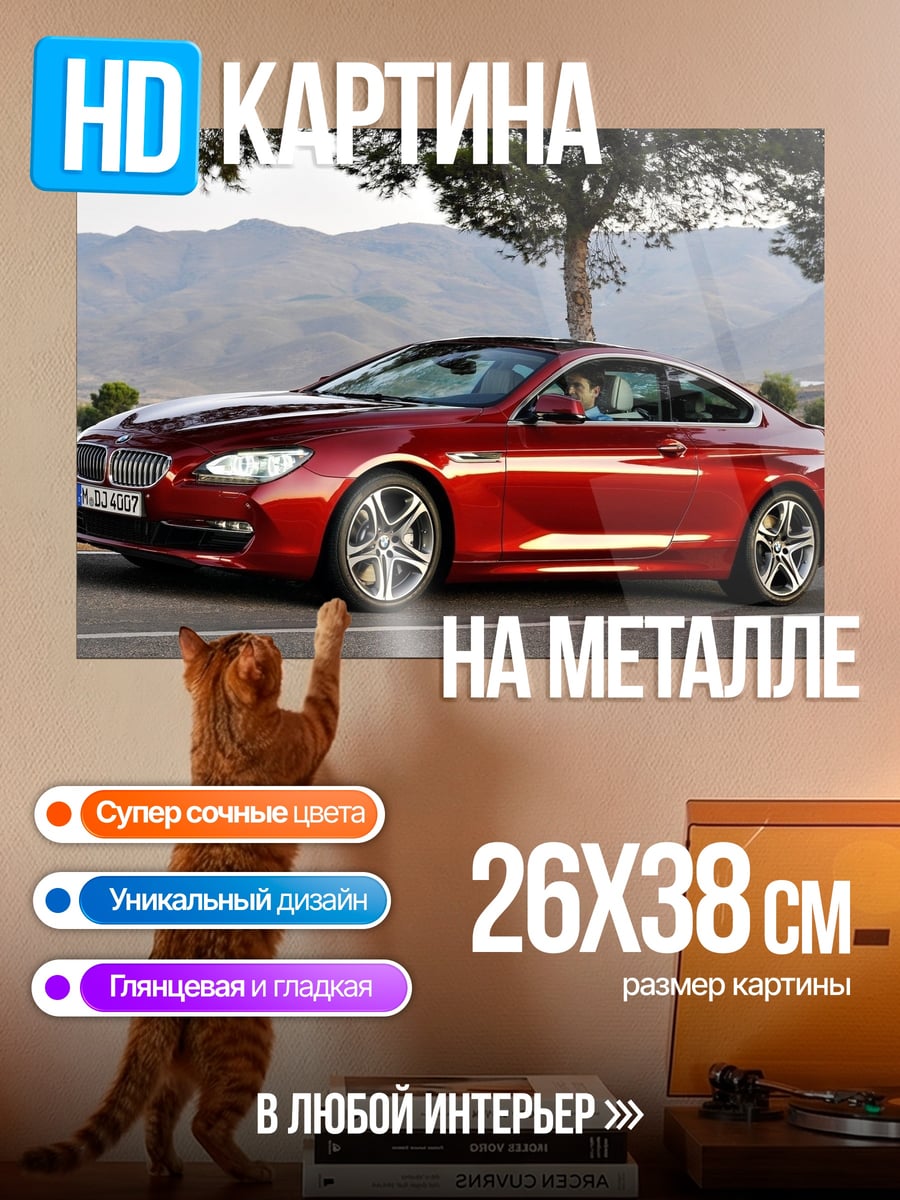 Картина на металле Красный BMW купе