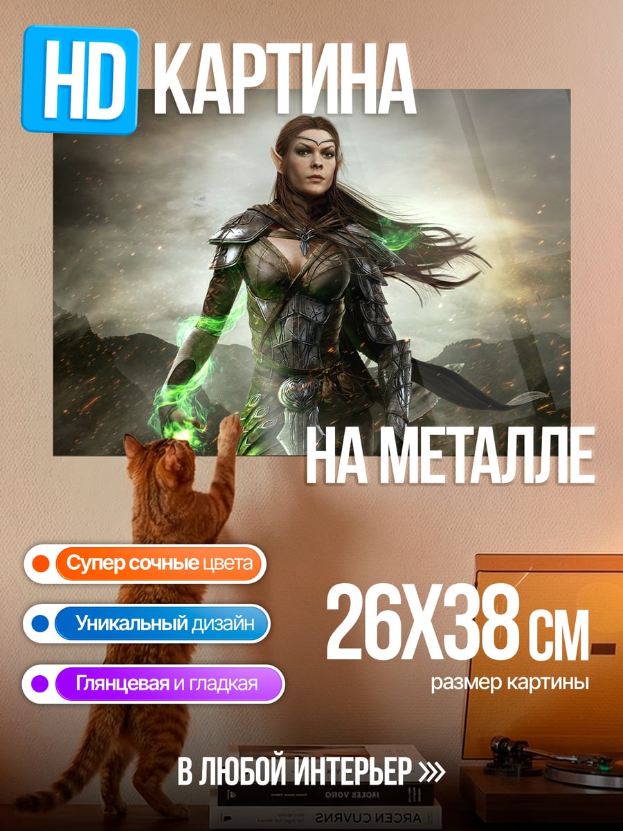 Картина на металле Воительница с магией