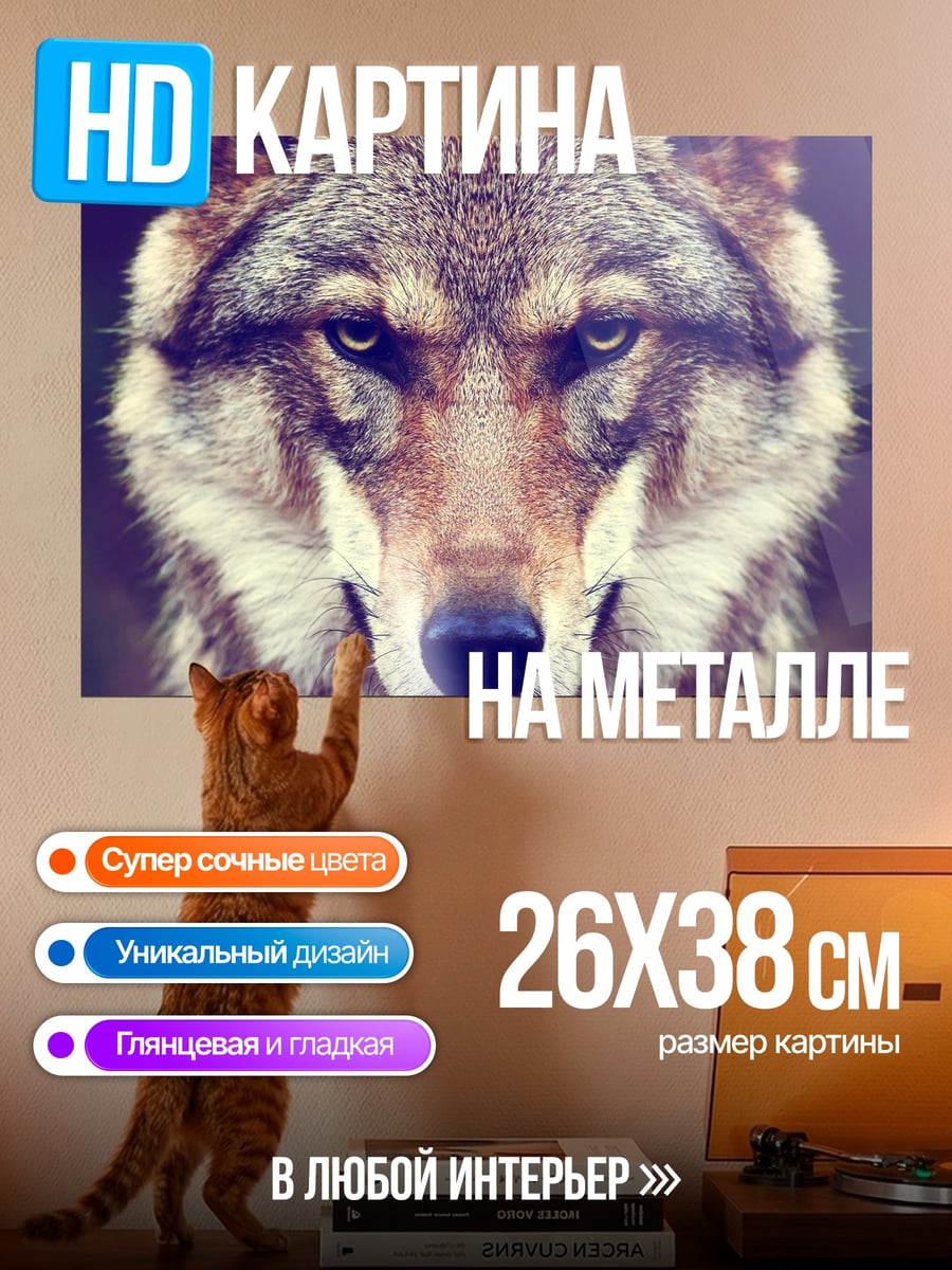 Картина на металле портрет волка