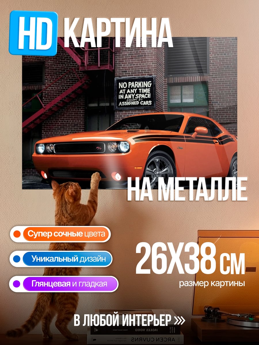 Картина на металле оранжевый маслкар