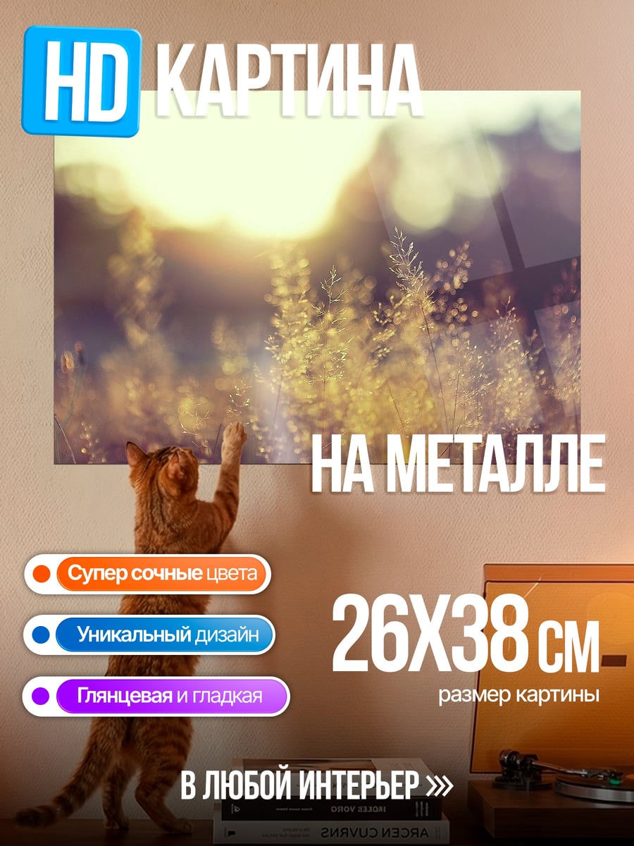 Картина на металле Золотое поле травы