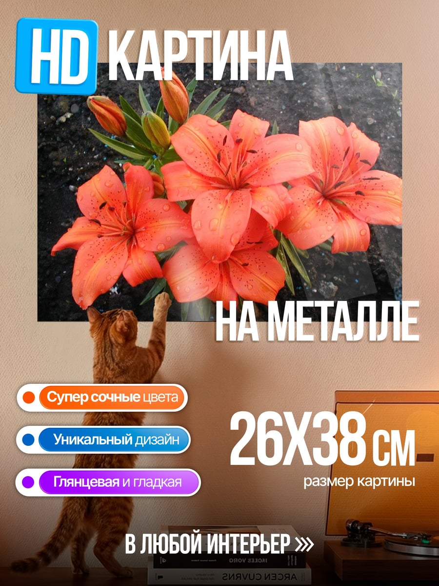 Картина на металле Оранжевые лилии