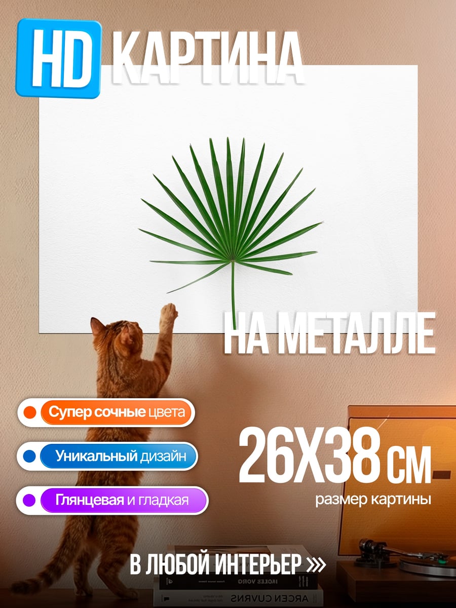 Картина на металле Зеленый пальмовый лист
