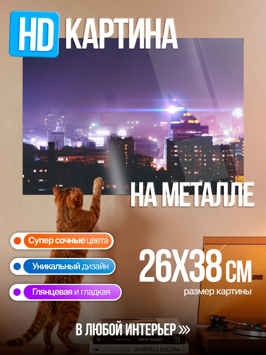 Картина на металле Ночной город