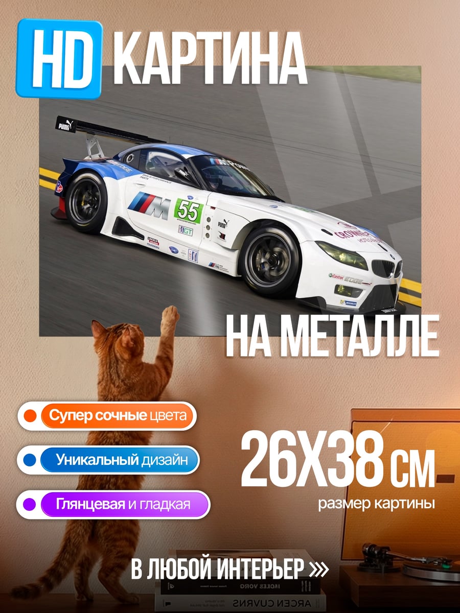Картина на металле Гоночный автомобиль BMW
