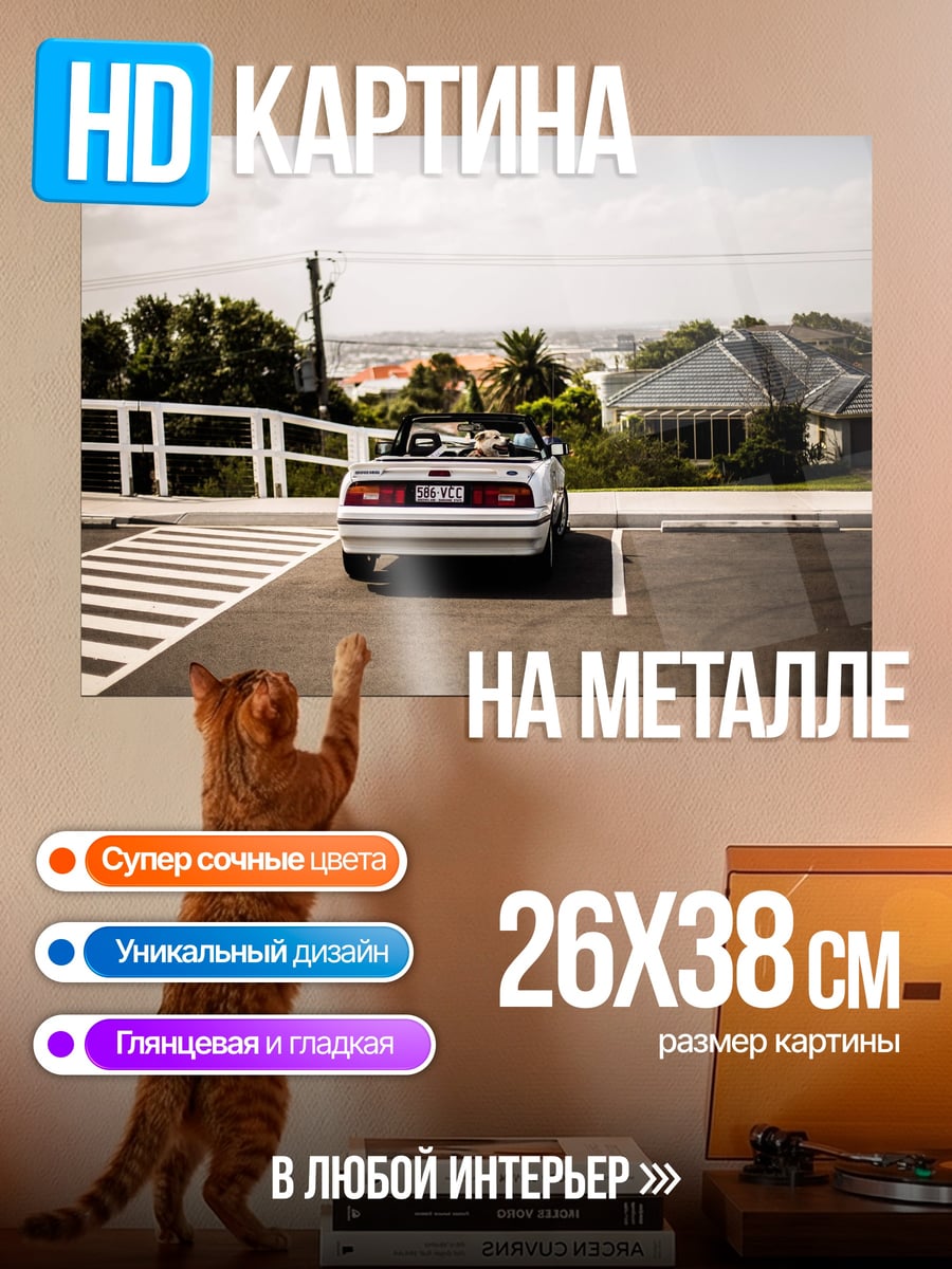 Картина на металле Кабриолет на парковке