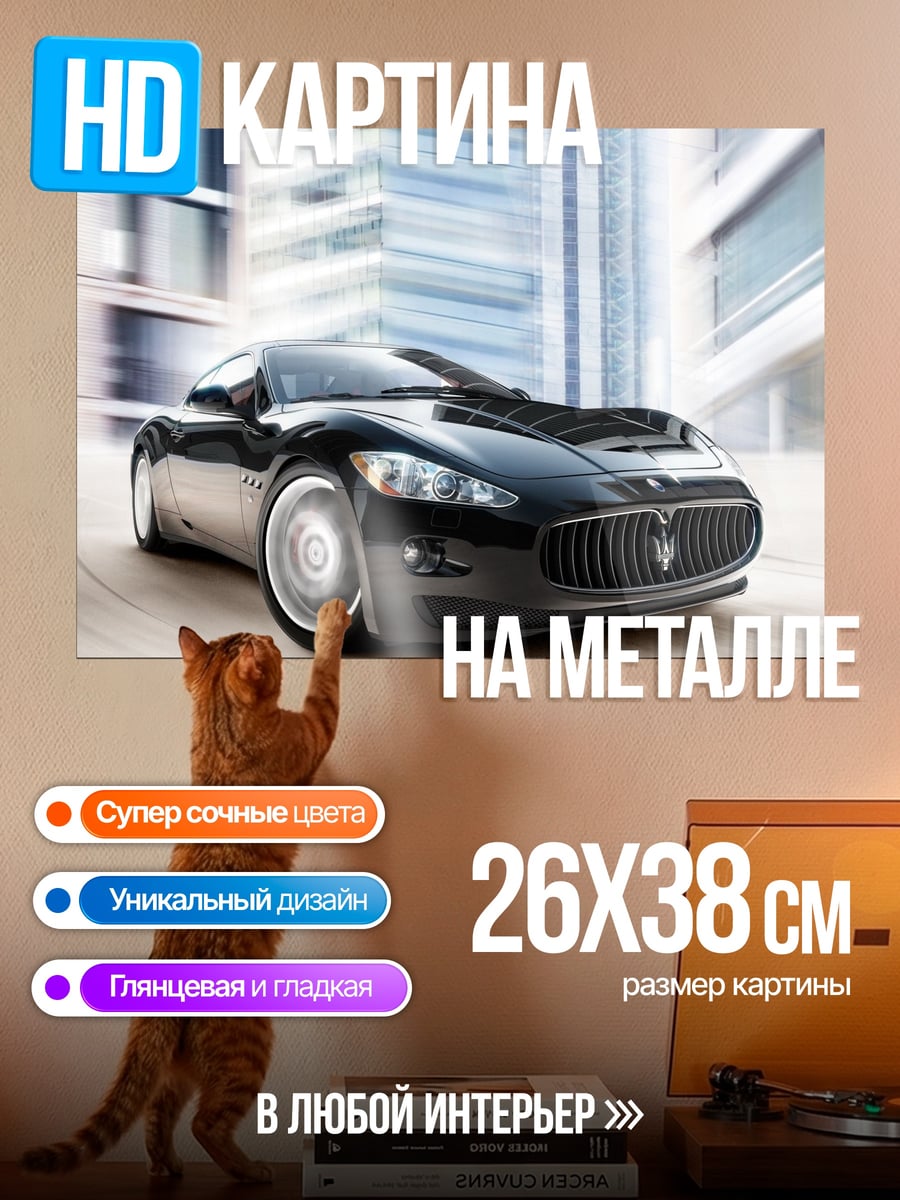 Картина на металле Черный спорткар