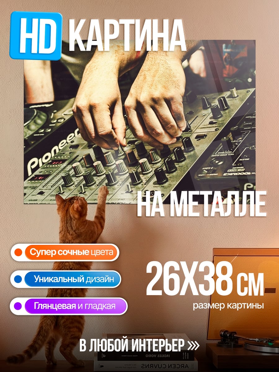 Картина на металле Диджей за пультом
