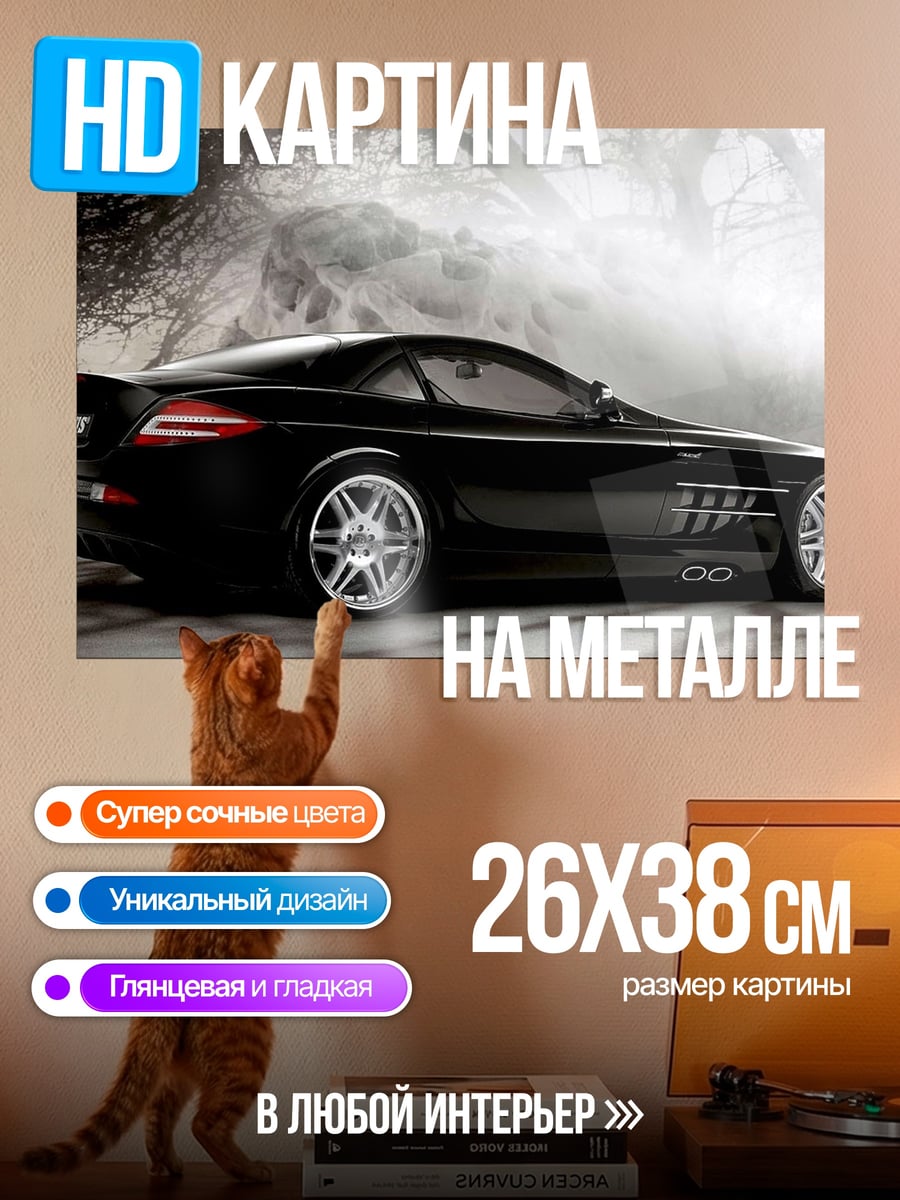 Картина на металле Черный спорткар