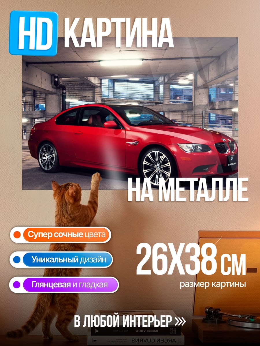 Картина на металле Красное спортивное купе