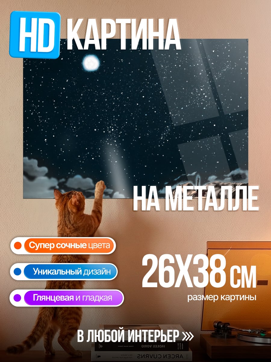 Картина на металле Ночное небо со звездами