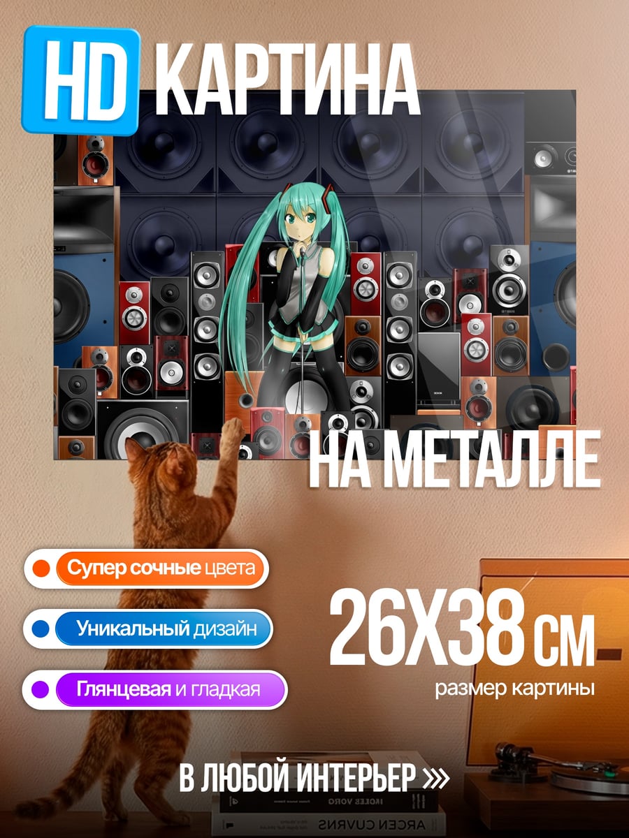 Картина на металле Мику и колонки