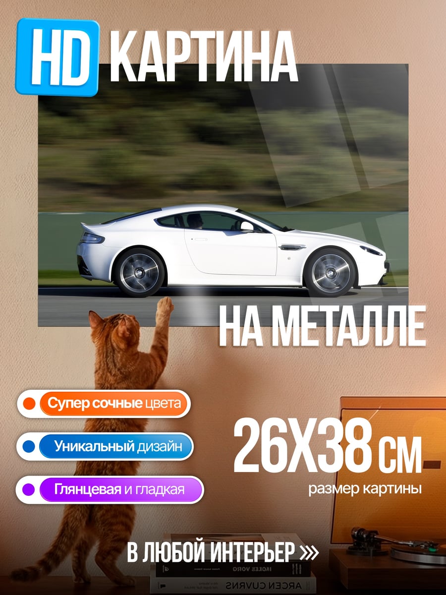 Картина на металле Белый спорткар