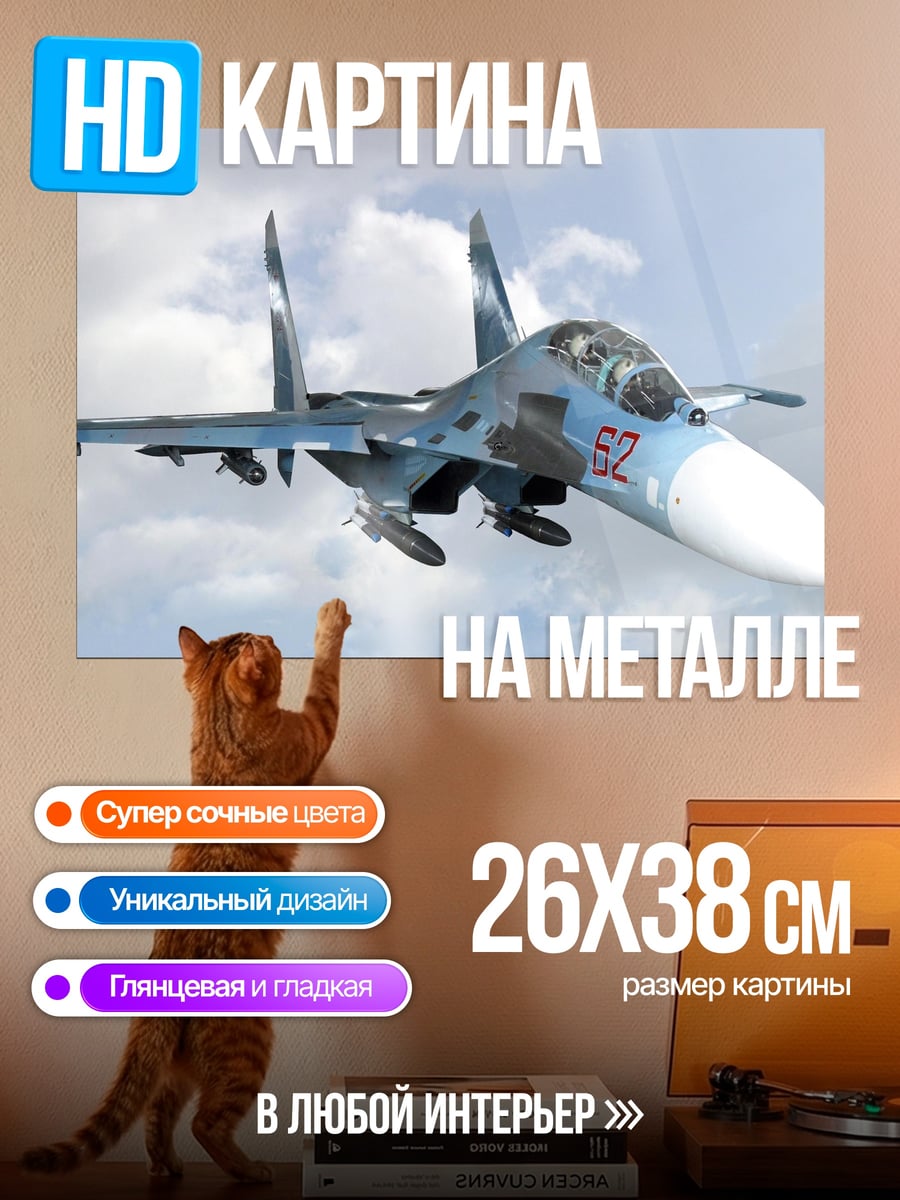 Картина на металле Истребитель в небе