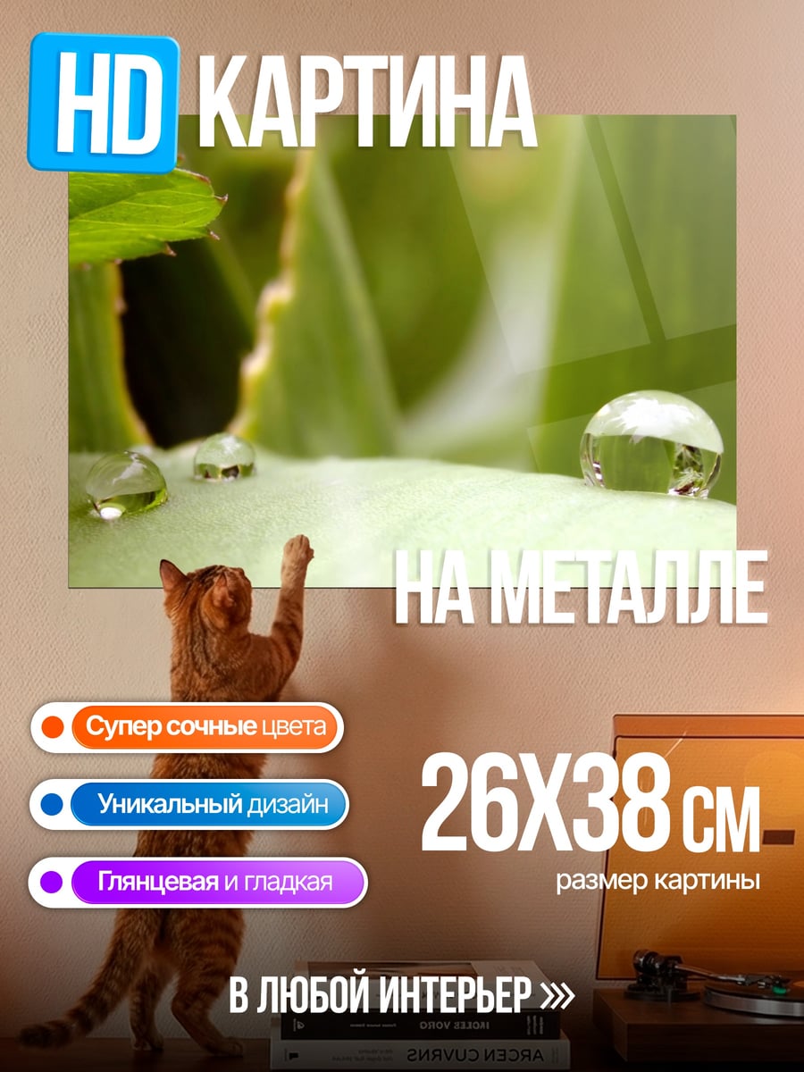 Картина на металле Капля росы