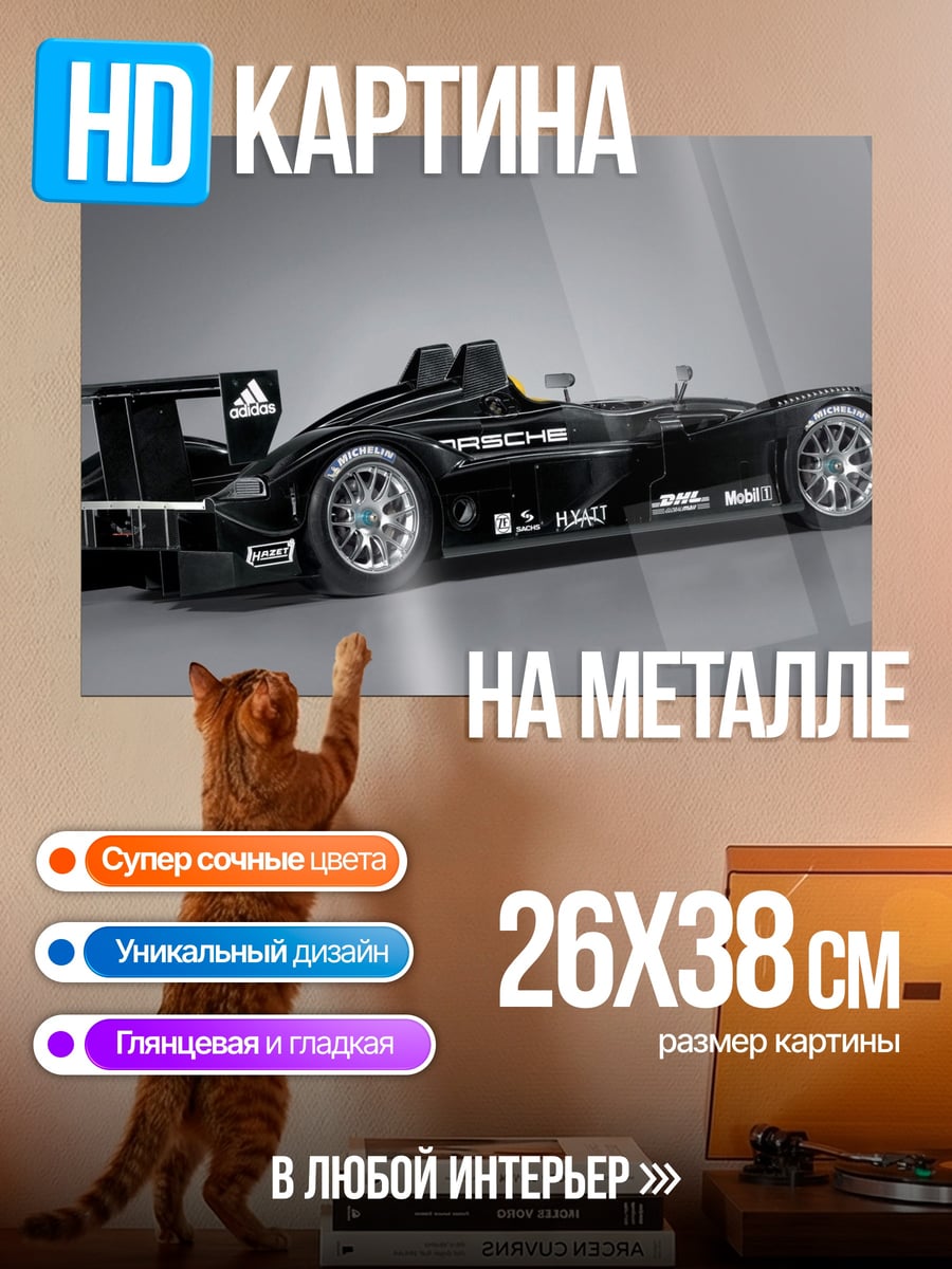 Картина на металле Черный гоночный болид