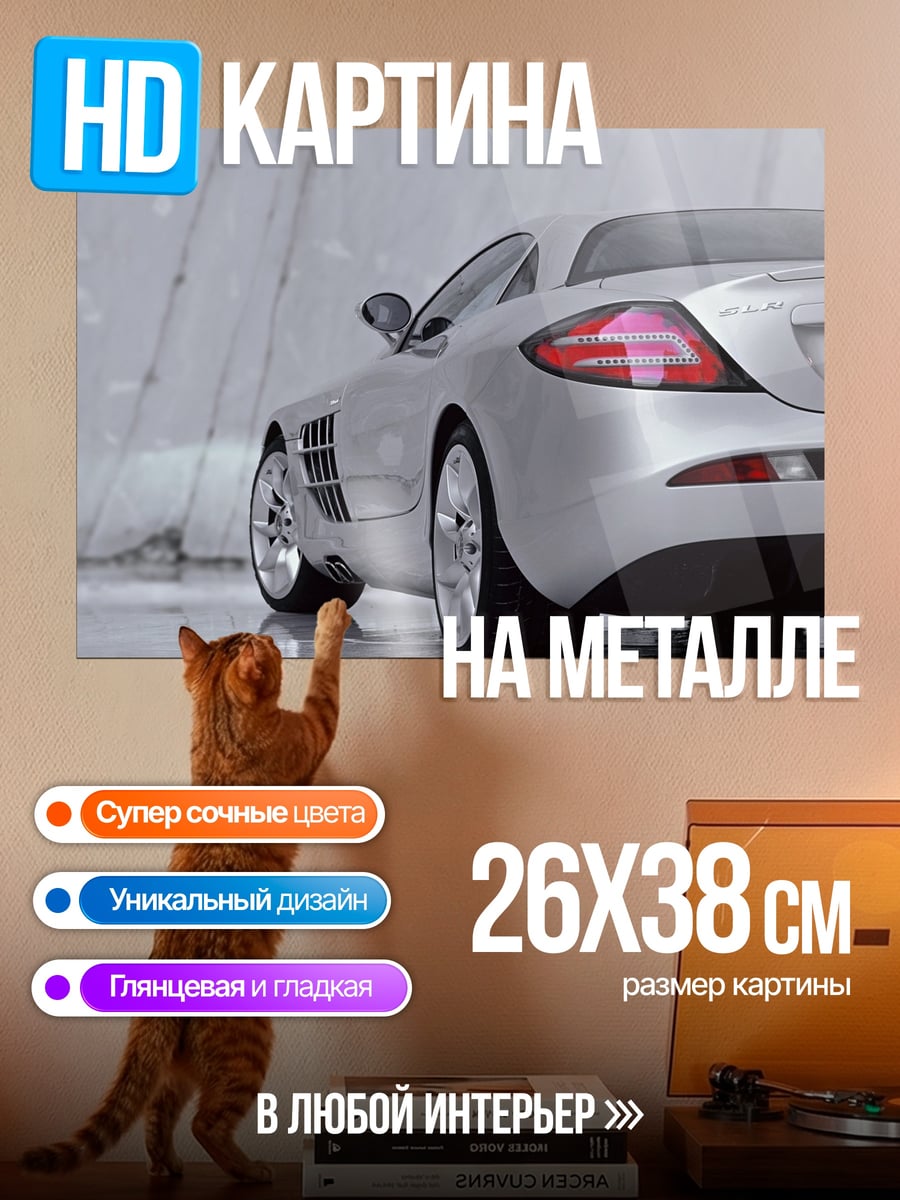 Картина на металле Серебристый спорткар