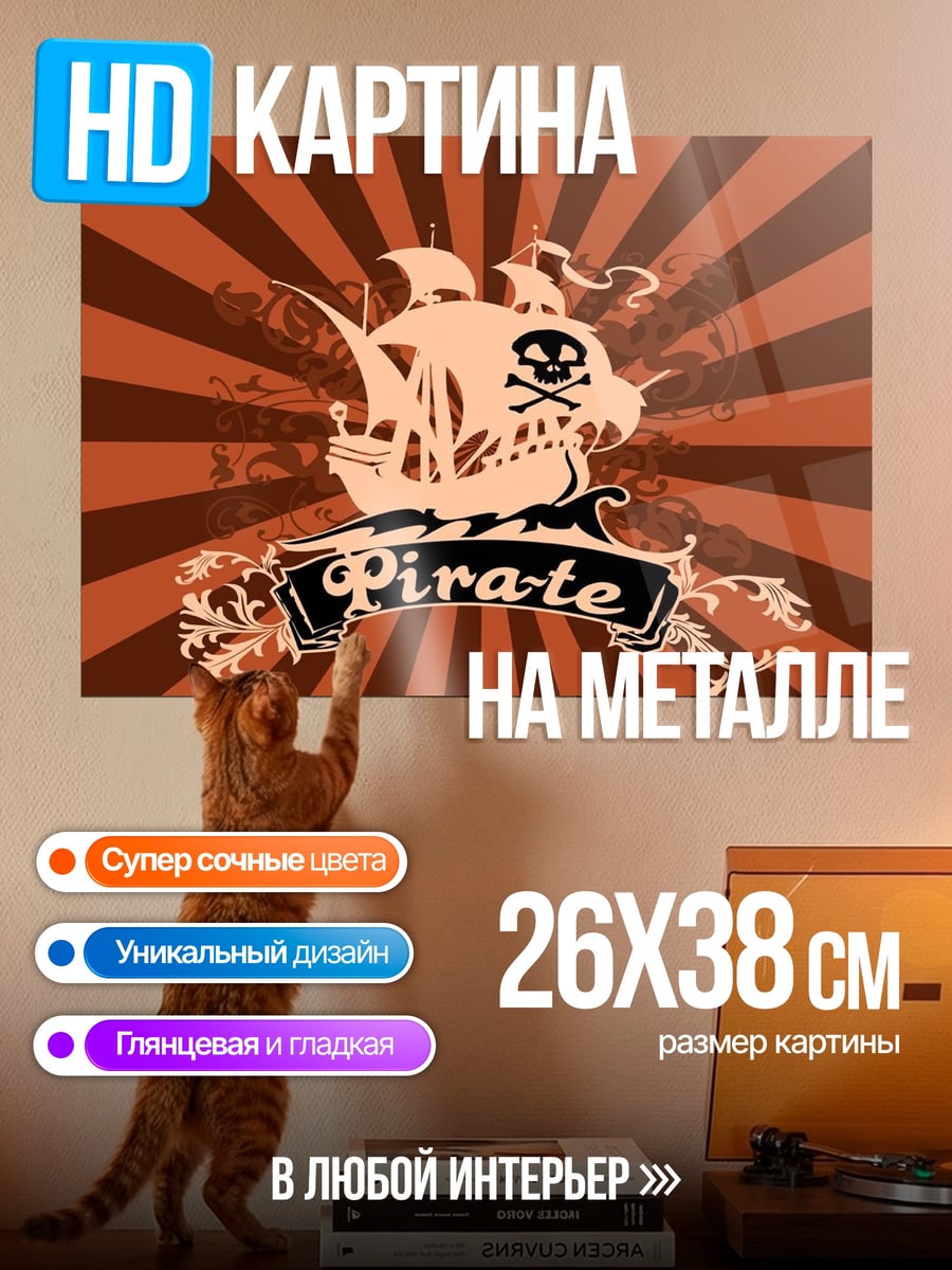 Картина на металле Пиратский корабль