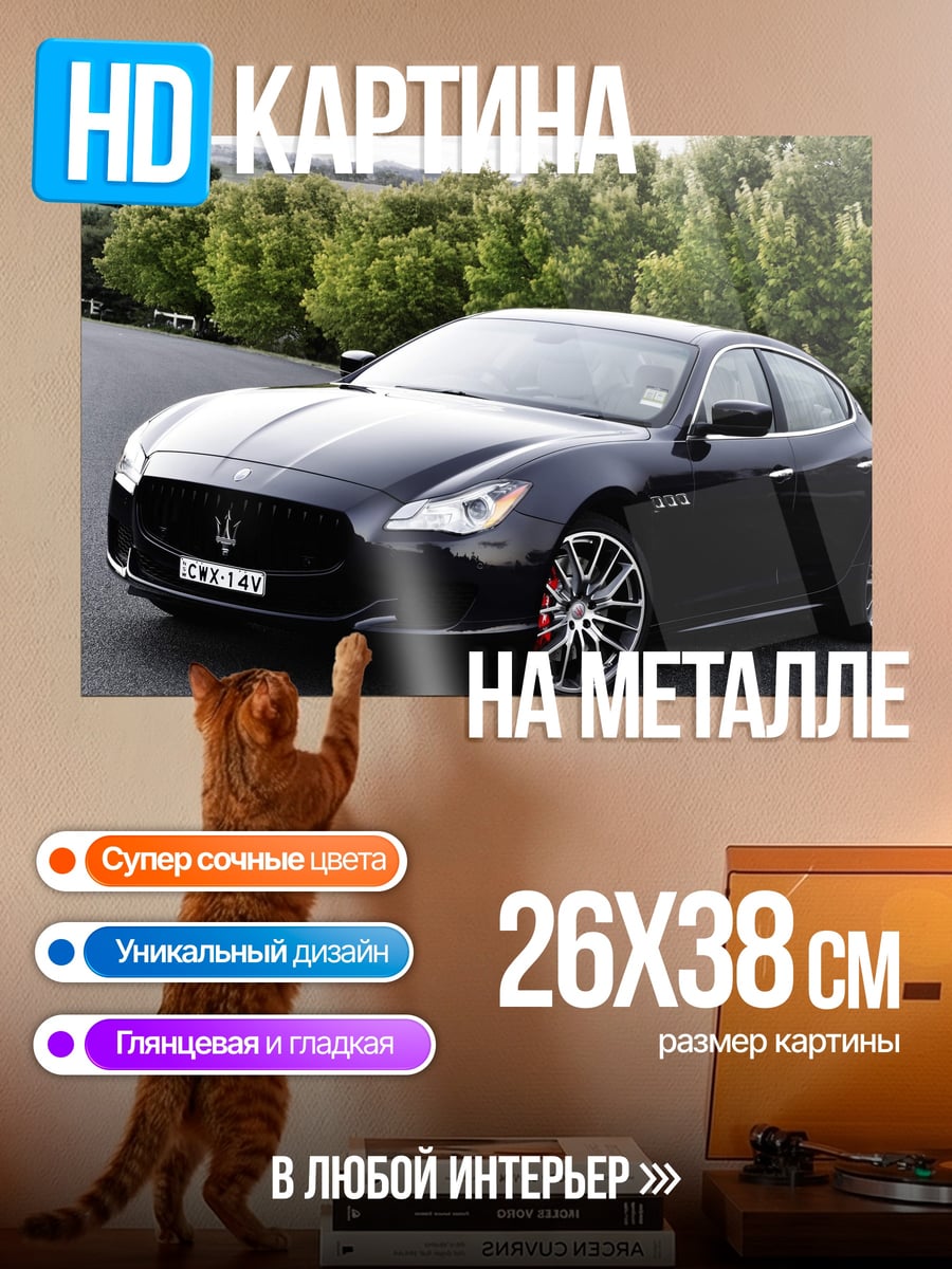 Картина на металле Черный Maserati