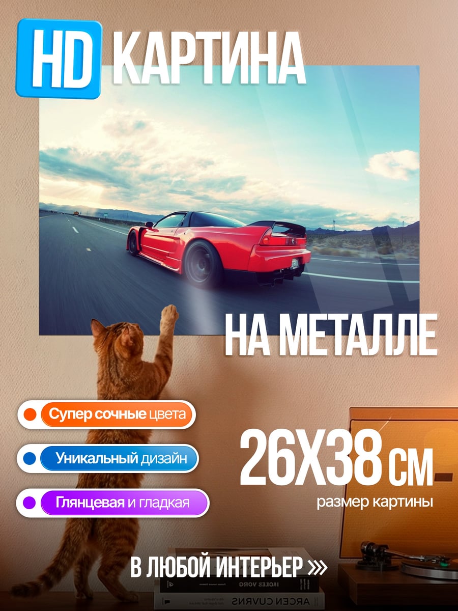 Картина на металле Красная машина спорт