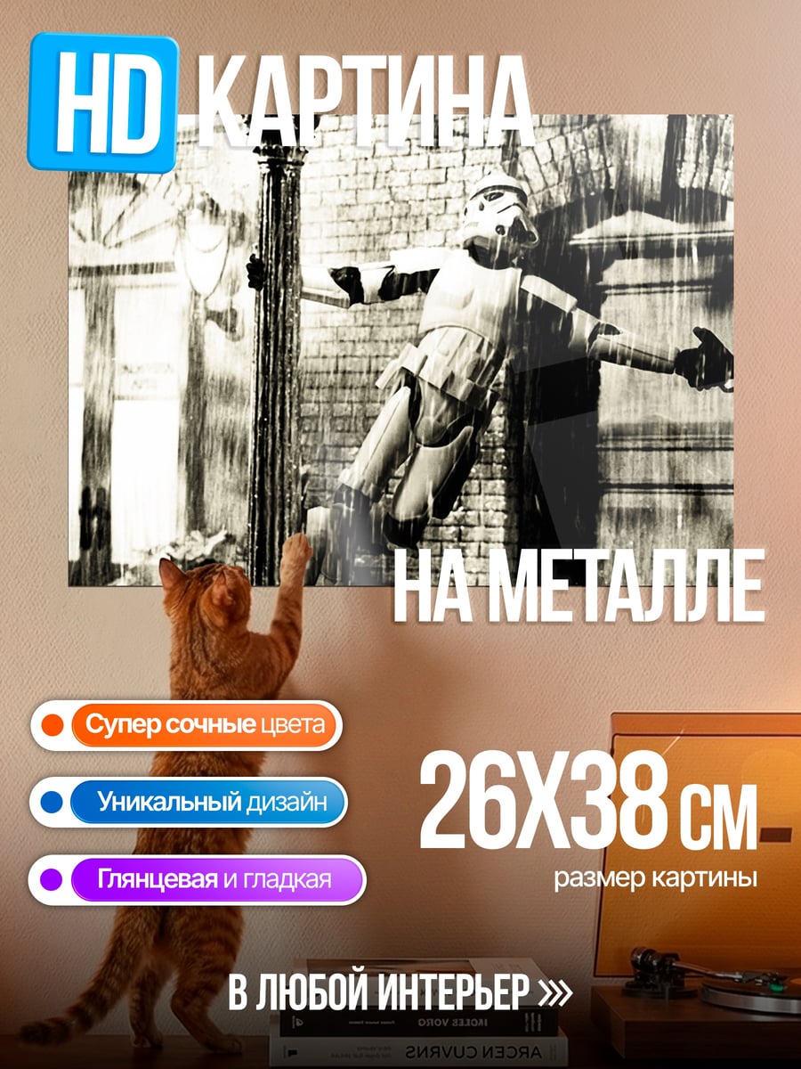 Картина на металле Штурмовик в дожде