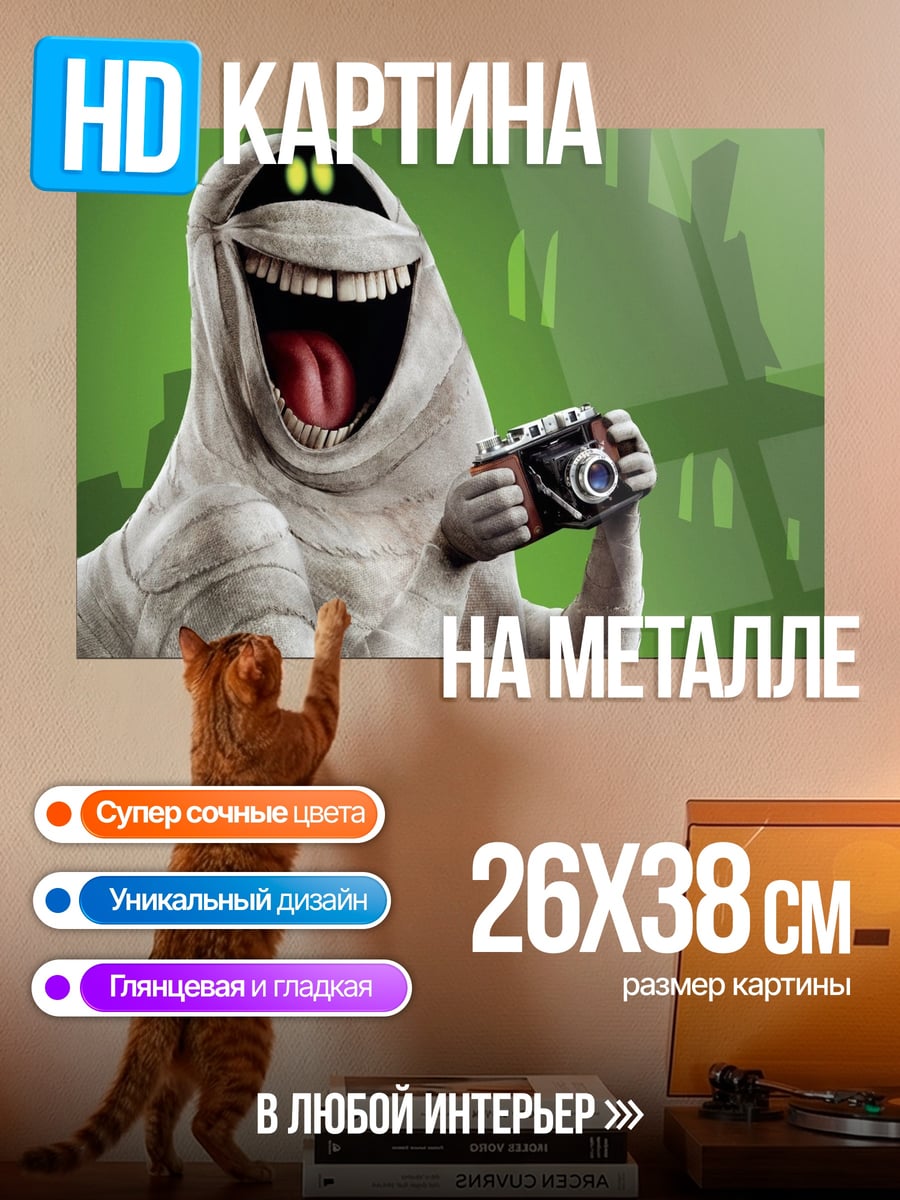 Картина на металле Мумия с камерой