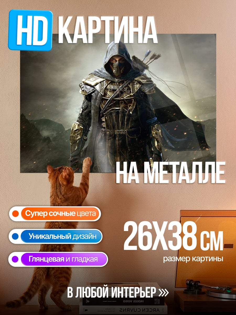 Картина на металле Воин в капюшоне