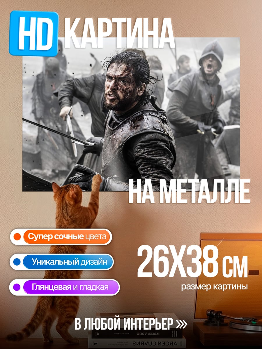 Картина на металле Джон Сноу битва