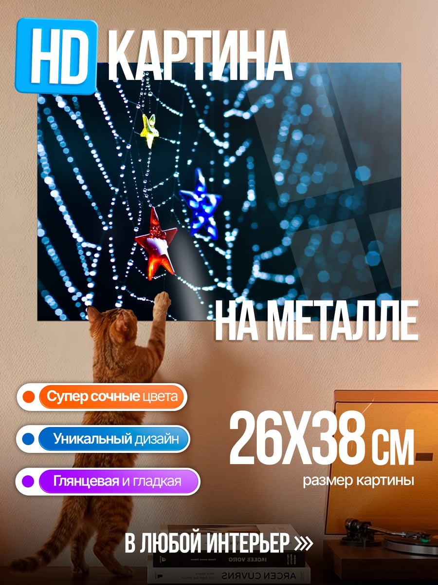 Картина на металле Паутина со звездами
