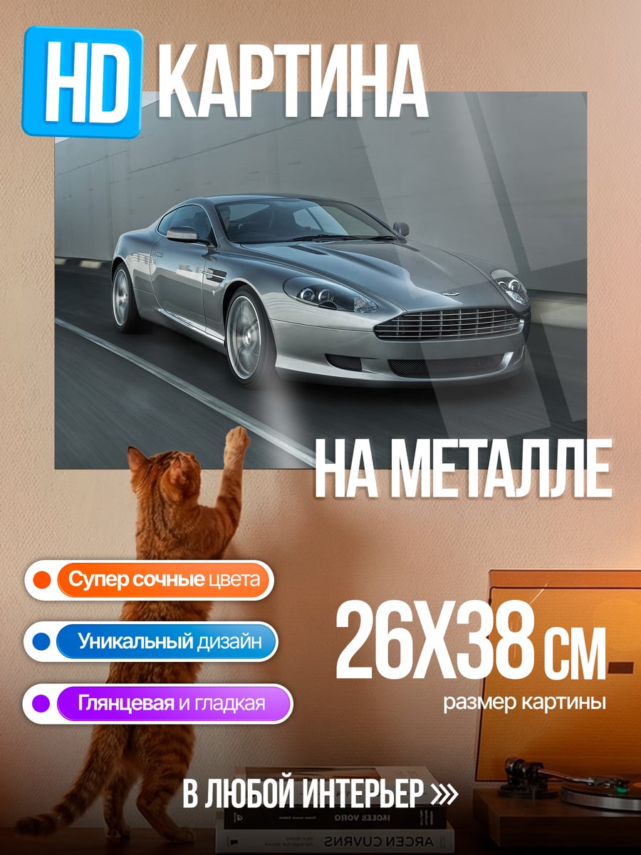 Картина на металле Серебристый спорткар